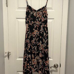 White House Black Market Floral Handkerchief Hem Midi Dress, Size 4